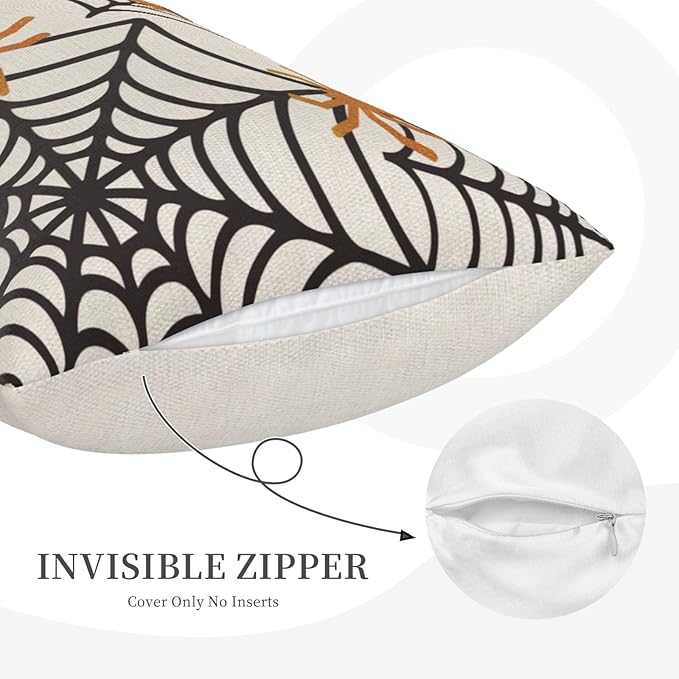 Black Spider Web Pillow Covers 12x20 inches Set of 2 Halloween Decorative Throw Pillow Covers Halloween Decor Spider Farmhouse Linen Cushion Case for Home Sofa Couch Outdoor Decoration