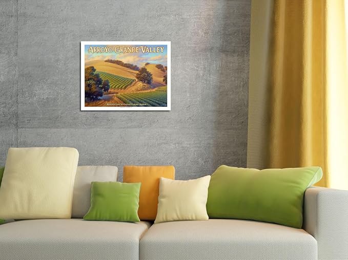 Arroyo Grande Valley Wineries - California Vineyards Wine Country Art by Kerne Erickson - Bamboo Fine Art 290gsm Paper Print (Unframed) 18x24in
