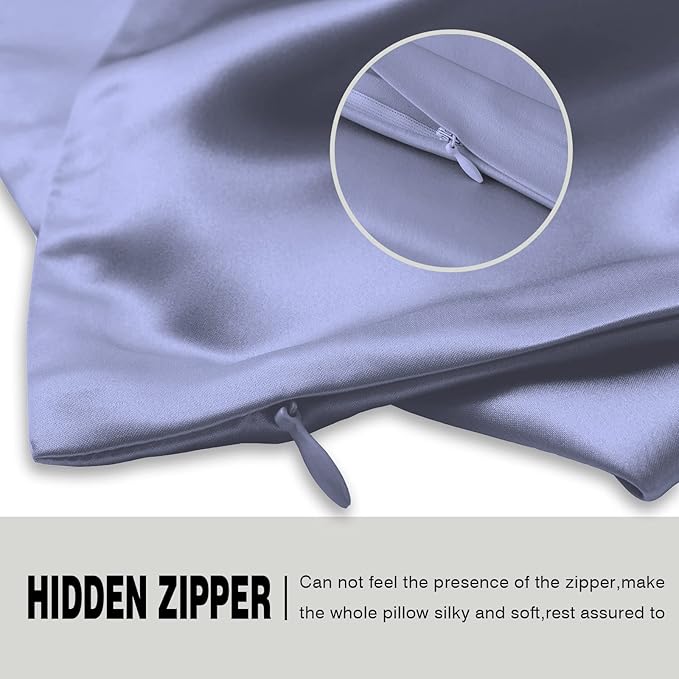 Silk Pillowcase for Hair and Skin,Soft,Breathable and Sliky 100% Queen Silk Pillow Case Set of 2,Both Sides Natural Mulberry Silk Pillowcases with Hidden Zipper(Queen Size 20"X 30",2pcs)