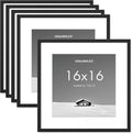 16x16 inch Picture Frame, 16x16 Photo Frames with 12x12 Removable Mat - High Definition Plexiglass - Vertical and Horizontal Display - Wall Hanging Frame - Black, 5 Pack
