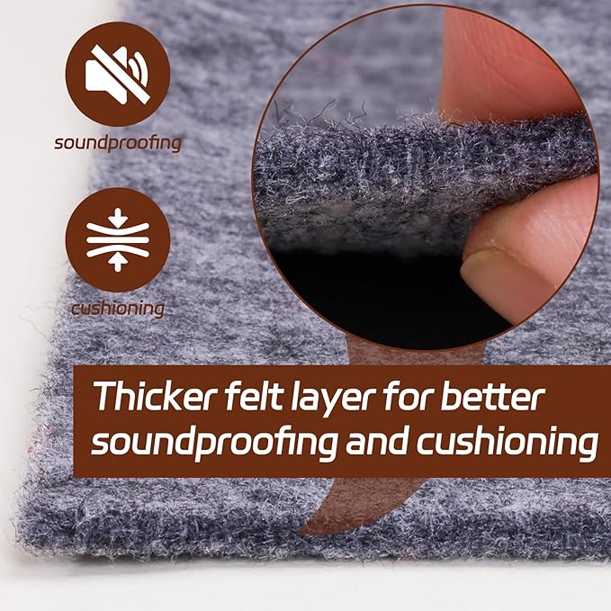 Non-Slip Rug Pad, 6x9 Ft Extra Large Felt Area Rug Cushioned Non Skid Carpet Pads, Felt Rug Pad for Under Hardwood Floors, Thick Non-Slip Rug Pads for All Floors, Keep Rug Soft and Safe