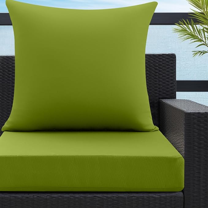 idee-home Outdoor Cushions for Patio Furniture, Outdoor Seat Cushion, Waterproof Hampton Bay Deep Seat Replacement Couch Chair Cushions for Garden Lawn Backyard Deck, 24 x 24 Green