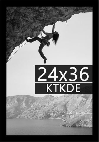 KTKDE 24x36 Picture Frame Black Woodgrain with Polished Plexiglass, Studio Gallery Vertical & Horizontal Wall Hanging Large Poster Frame for Photos,Minimalist Style -Any style Best gift