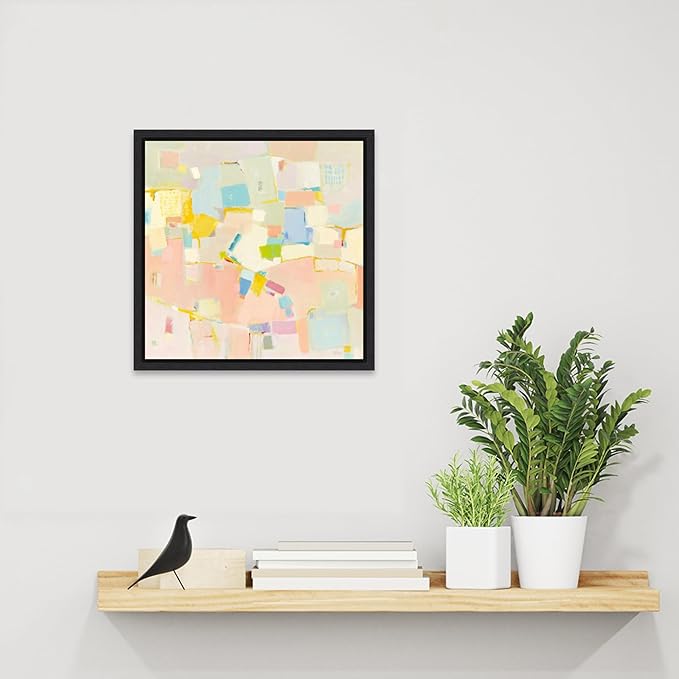 Amanti Art Framed Canvas Wall Art 16x16 Block Party by Phyllis Adams, Framed Wall Art Canvas, Abstract Artwork, Modern Decor, Small Poster Painting for Living Room, Bedroom, Bathroom, Kitchen, Office