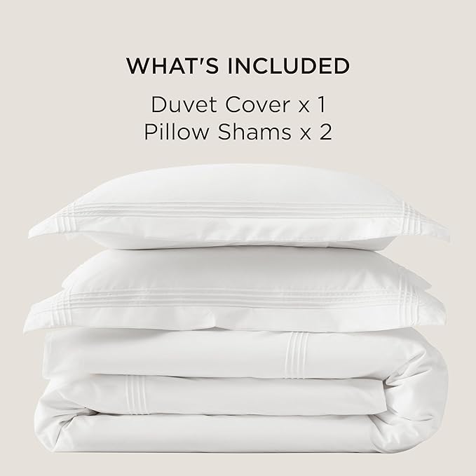 Bedsure Luxury Hotel Duvet Cover Queen Size, 100% White Cotton Rope Weave Bedding Set, Includes 1 Duvet Cover 90x90 Inches with Hidden Zipper & 2 Pillow Shams, Comforter Sold Separately