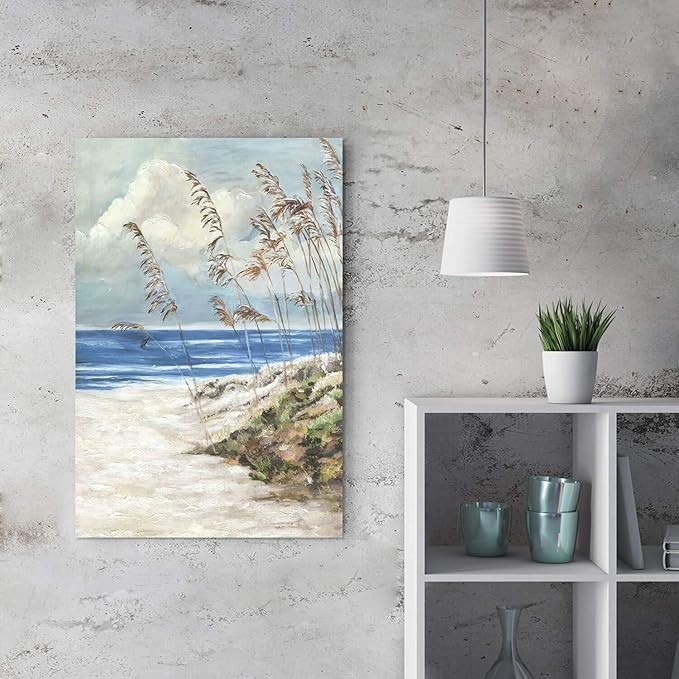 ARTISTIC PATH Abstract Beach Canvas Wall Art: Seaside Artwork Hand Painted Painting Picture for Wall (24" W x 36" H,Multi-Sized)