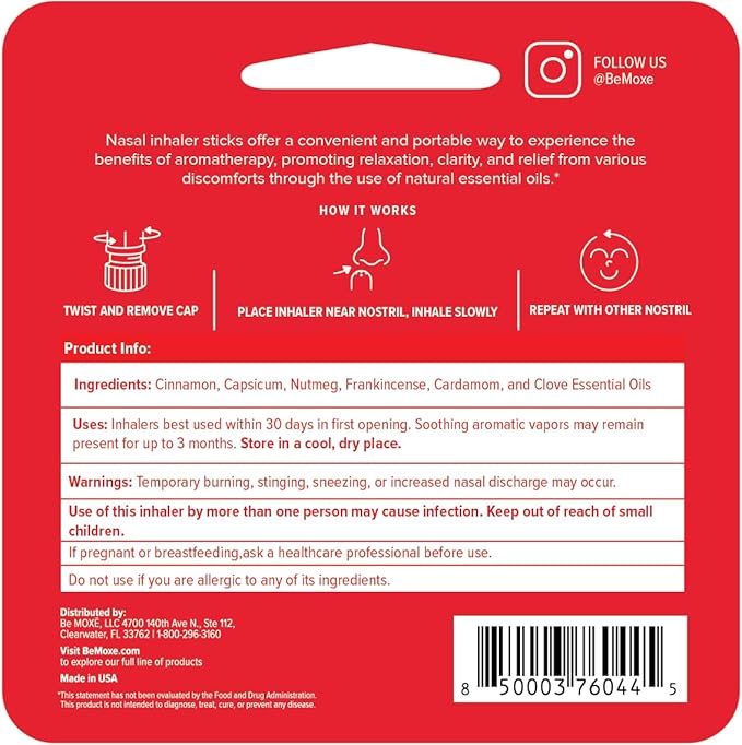 MOXE Blaze Nasal Stick | Calming Comfort + Mental Balance | Thieves Oil Inhaler Provides Soothing Spicy Sensation | Aromatherapy Inhaler with 100% Pure Essential Oils, Frankincense (1 Pack)