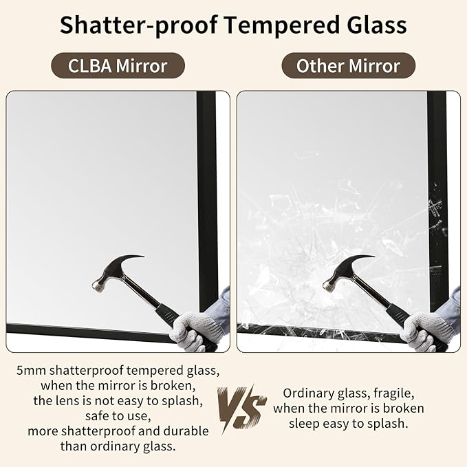 Matte Black Mirror, 22x30 Inch Aluminum Framed Rectangle Mirror, Anti-Rust, Tempered Glass, Square Corner Wall Mirror for Over Sink, Vanity, Bedroom, Entryway, Horizontal/Vertical