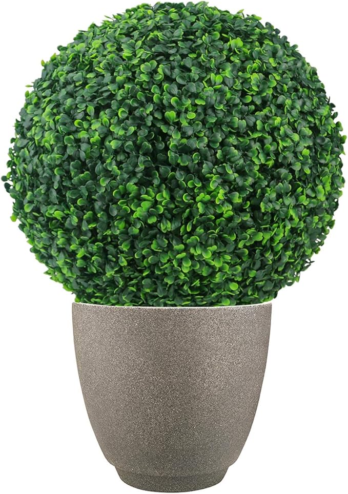 Sunnyglade 2 PCS 15.7 inch 4 Layers Artificial Plant Topiary Ball Faux Boxwood Decorative Balls for Backyard, Balcony,Garden, Wedding and Home Décor (15.7 inch)
