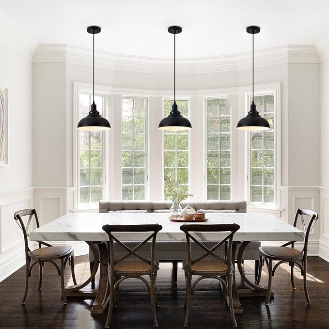 1 Pack Farmhouse Pendant Light Black Pendant Lighting for Kitchen Island Industrial Hanging Barn Light Pendant Lighting Over Island Sink Light Fixtures