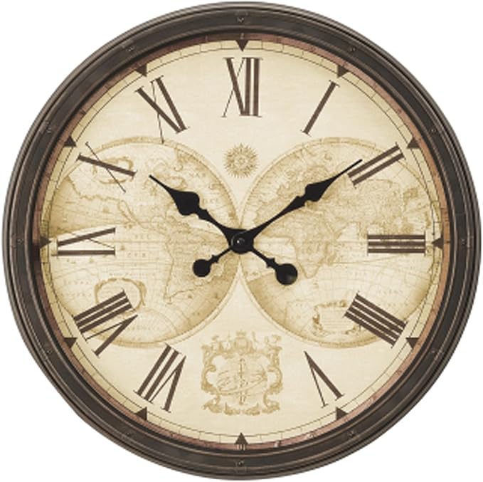 20 Inch Retro Farmhouse Wall Clock, Vintage Silent Non-Ticking, Battery Operated Decorative Clock for Living Room, Kitchen, Bedroom, Office and Home Decor,Brown Roman Number