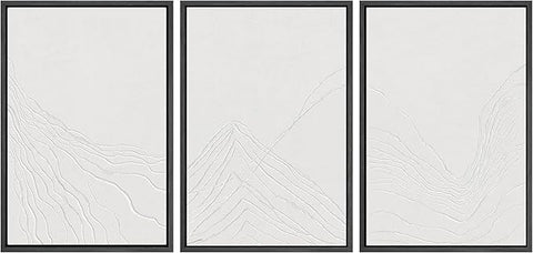 SIGNWIN Framed Canvas Print Wall Art Set Minimal White Mountain Range Landscape Nature Wilderness Illustrations Modern Art Decorative Rustic Zen for Living Room, Bedroom, Office - 24"x36"x3 Black
