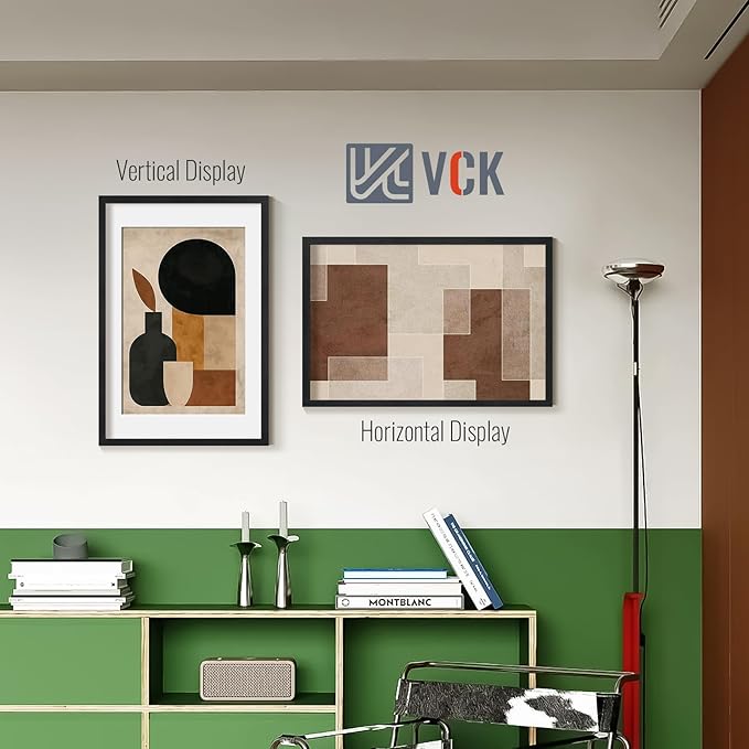 VCK 20x30 Poster Frame Black - with Mat 16x24, Solid Wood Picture Frame with Exclusive Textured, Horizontal and Vertical Formats with Included Hanging Hardware, 2 Pack