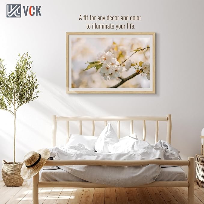 VCK 27x40 Oak Poster Frame 5 Pack, Natural Solid Wood Picture Frames, Wall Gallery Frame
