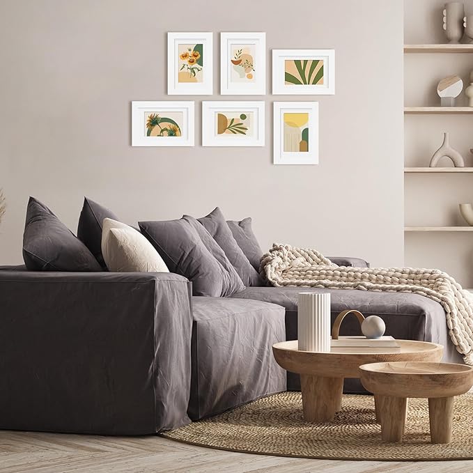 Egofine 4x6 Picture Frames Set of 6 - Made of Solid Wood Covered by Plexiglass for Table Top Display and Wall Mounting photo frame White