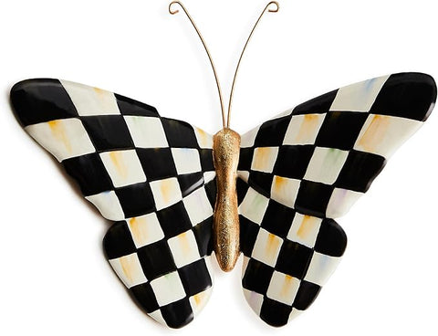 MACKENZIE-CHILDS Pot Climber, Decorative Flowerpot Hanger, Indoor and Outdoor Planter Hanging Decor, Courtly Check Butterfly