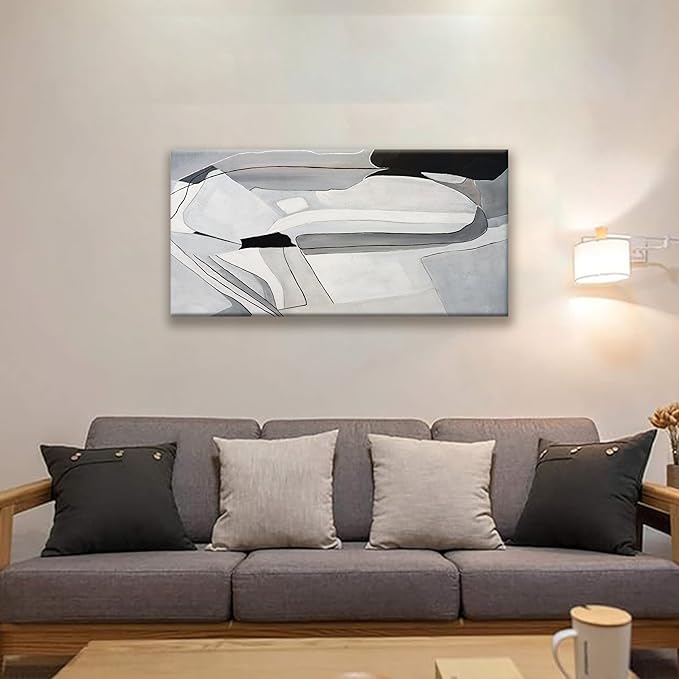 TAIJXAGSG Abstract Canvas Art Wall Decor Modern Minimalist Home Wall Decor Paintings White Wall Art Prints Abstract Art Line Art Bedroom Kitchen Office Decor 20"×40"