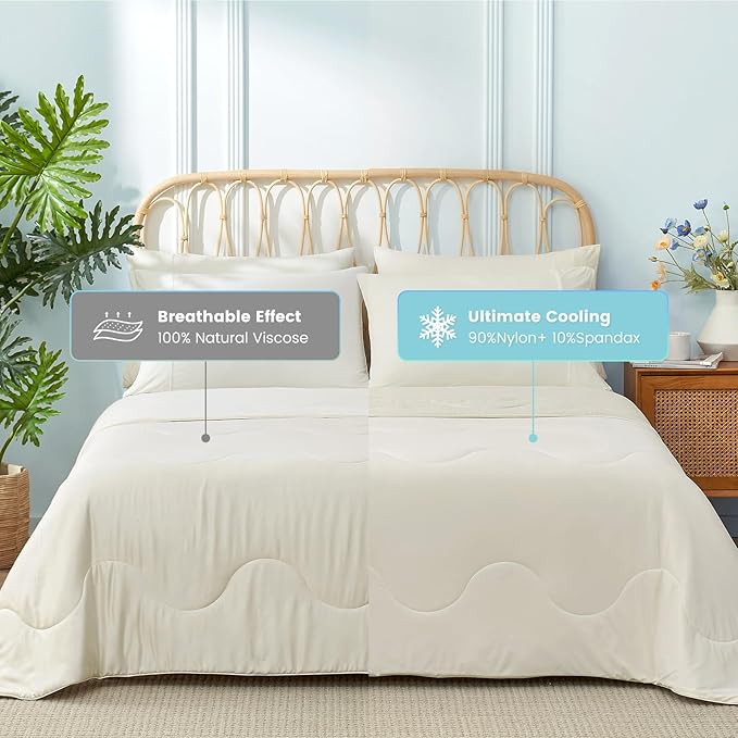 Snuggle Sac Cooling Comforter Twin Size, Breathable Cooling Blankets for Hot Sleepers and Night Sweats, Summer Comforters for Twin Size Bed, Soft Lightweight Blankets, 68x90 Inches, Snow Ivory
