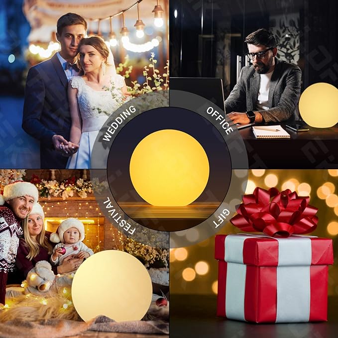 LOFTEK 6-inch LED Light Ball: Nursery Night Light with Remote Control, 16 RGB Color Changing & Dimming Rechargeable, Cordless Portable Floating Pool Lights for Kids or Decor