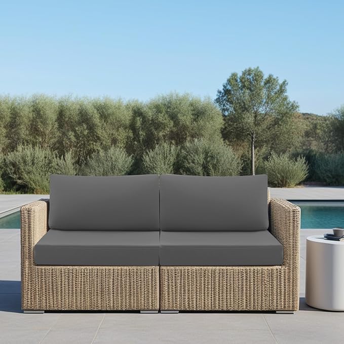 idee-home Outdoor Cushions for Patio Furniture, Outdoor Seat Cushion, Waterproof Hampton Bay Deep Seat Replacement Couch Chair Cushions for Garden Lawn Backyard Deck, 28.5 x 28.5 Dark Grey