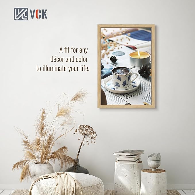 VCK 20x30 Oak Wood Frame for Poster & Picture, Natural Solid Wood Photo Frames 5 Pack, Wall Mounting Hanging