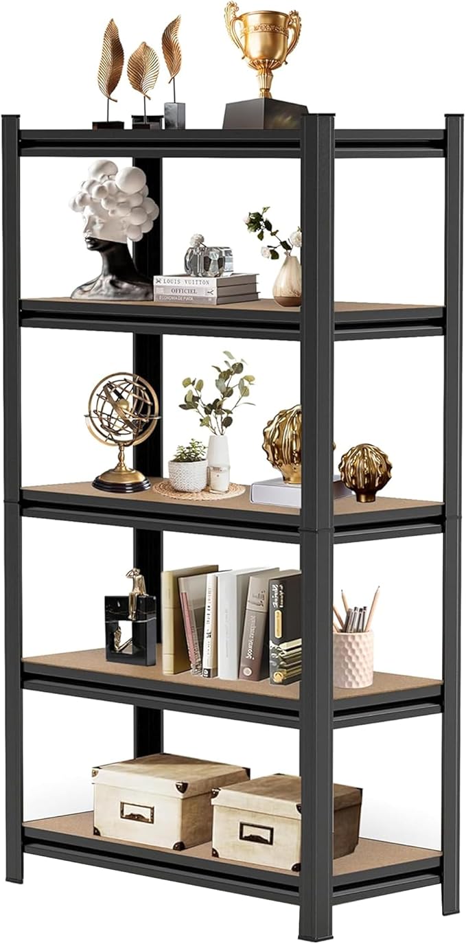 Tall Bookshelf with Open Shelves, Metal Office Book Shelf, Adjustable Organizer Bookcase, Standing Storage Organizer Shelf for Living Room (35.4" W*15.8" D*72" H)
