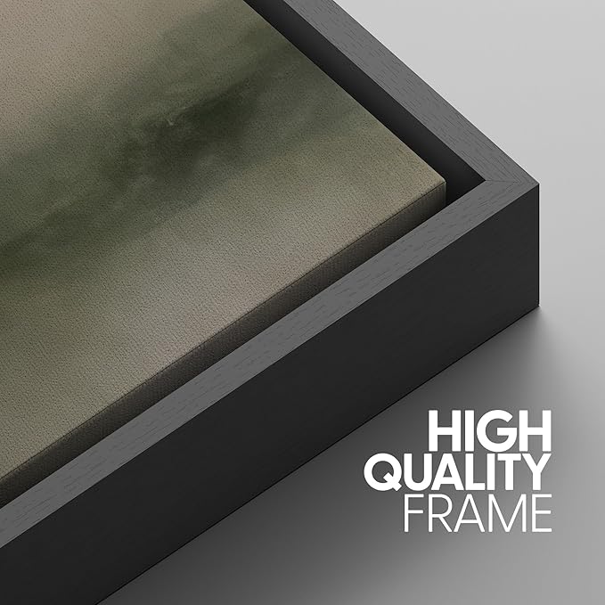 SIGNWIN Framed Wall Art Print Set Neutral Green Abstract Contemporary Misty Landscape Photography Modern Art Minimalist Closeup Dramatic for Living Room, Bedroom, Offic - 24"x36"x3 BLACK