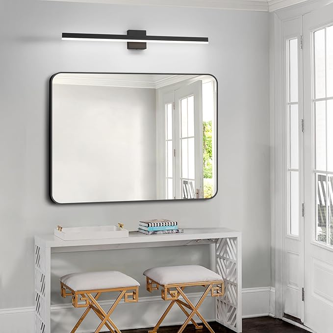 Black Bathroom Vanity Light 39.4 inch, 24W Dimmable 5CCT LED Modern Bathroom Light Fixture Over Mirror - ETL Certificated