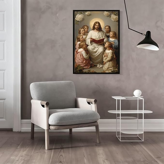 Christian Wall Art Print, Religious Scripture Biblical Decor, Faith-Based Inspirational Landscape with Cross, Digital Printed Canvas Poster for Church, Home Chapel, Prayer Room Decor