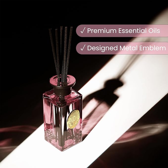 M&SENSE 6.3 oz Large Reed Diffuser Set | Gardenia Scent Oil Diffuser with Sticks | Hotel Collection Non-Toxic Essential Oil |for Bedroom Bathroom Living Room