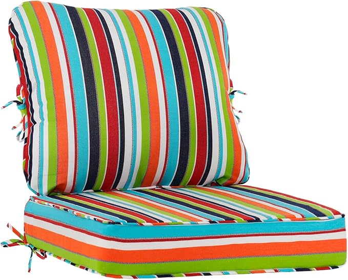 Sundale Outdoor Sunbrella Deep Seat Cushions, Patio Acrylic Sectional Sofa Couches Cushion and Pillow, Water-Resistant Furniture Replacement Cushions, 23 x 26 x 4 inches - Carousel Confetti