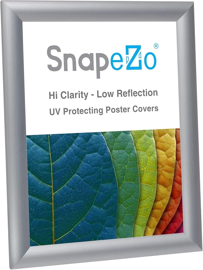 SnapeZo Certificate Frame 8.5x11 Inches, Silver 1 Inch Aluminum Profile, Front-Loading Snap Frame, Wall Mounting, Sleek Series
