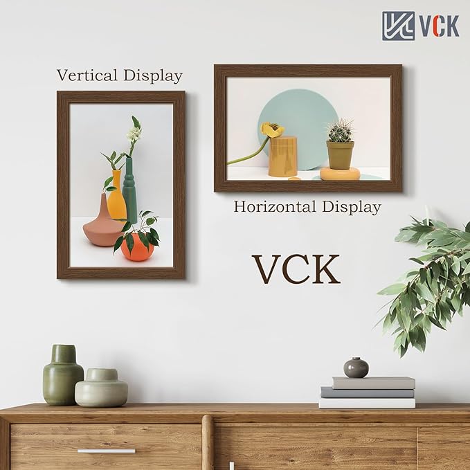 VCK 11x17 Picture Frame 5 Pack, Brown Wood Poster Frame with Exclusive Wood Grain, Wall Hanging