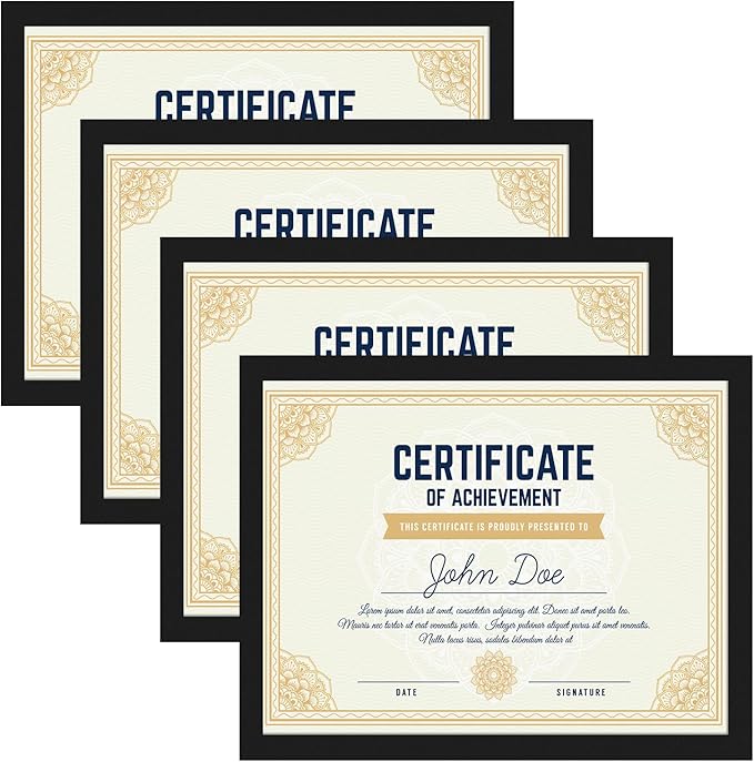 CRUGLA 8.5 x 11 Magnetic Picture Frames for Refrigerator, 4 Packs 8.5 by 11 Certificate Frame Document Frames with Self Adhesive Backing for Glass Wall Locker Cubicle