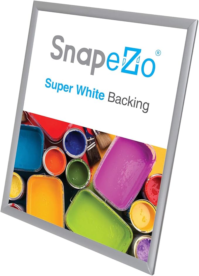 SnapeZo Poster Frame 18x24 Inches, Silver 1 Inch Aluminum Profile, Front-Loading Snap Frame, Wall Mounting, Sleek Series