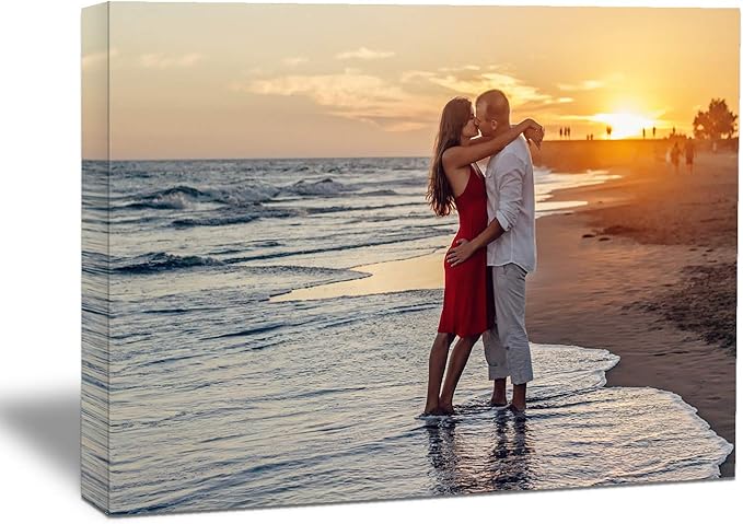 Looife Custom Wall Art Prints from Your Photo on 32x24in Canvas Personalized Wall Decor Paintings with Solid Wood Frame for Living Room Bedroom Kitchen and Office Ready to Hang