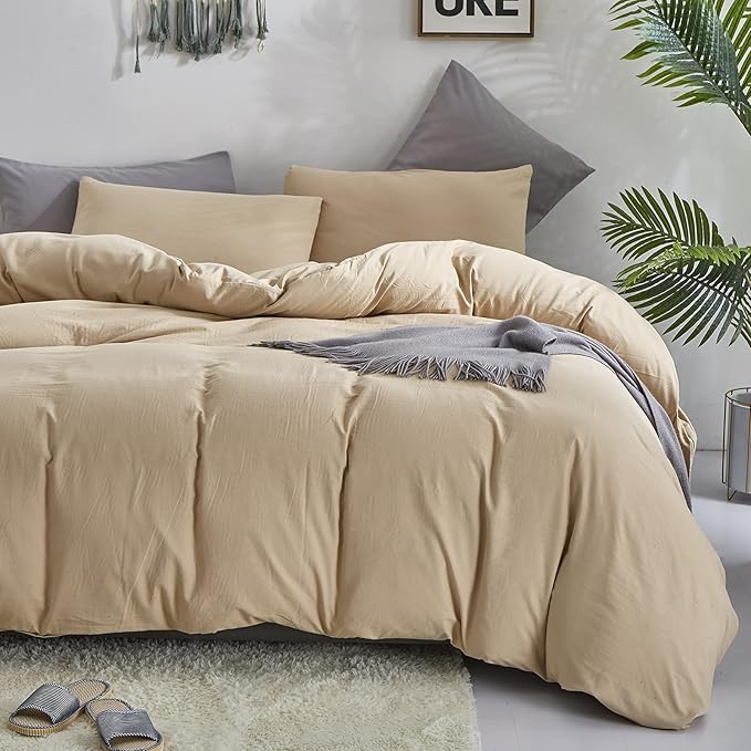 Pureant Beige Comforter Set Twin Solid Champagne Bedding Comforter Sets Light Brown Twin Comforter for Women Men Khaki Comforter Plain Taupe Twin Size Comforter Sets Soft Breanthable Tan Sand Color