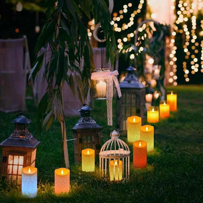 NICEME 3PCS LED Multi Colored Flameless Candles with Remote Control Timer Color Changing Candles Realistic Wax Battery Operated Candles with Flickering Flame, D3 x H4 5" 6"