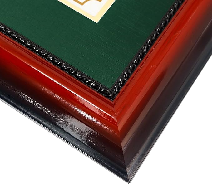 11x14 Diploma Degree Frame with Green Mat or Display 15x18 Certificates without Mat,Solid Wood,Cherry Finish with Intricate Black Rope Detail,UV Protection Acrylic