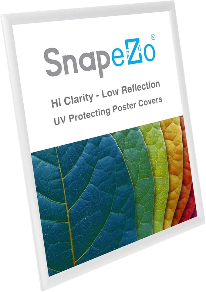 SnapeZo Photo Frame 16x20 Inches, White 1 Inch Aluminum Profile, Front-Loading Snap Frame, Wall Mounting, Sleek Series
