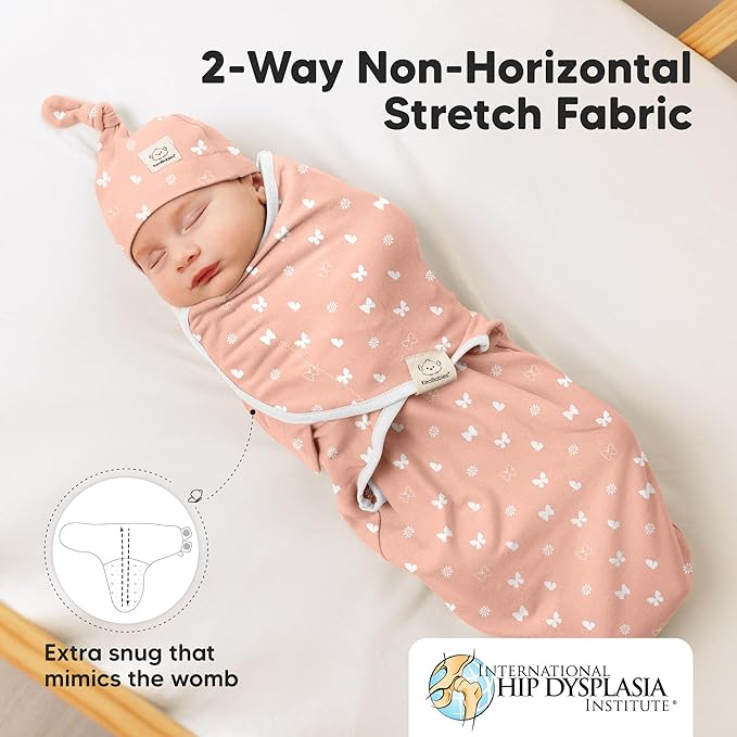 KeaBabies 3-Pack Swaddles for Newborns, Girls, Boys with Hats - Organic Soft Baby Sleep Sacks, Breathable Baby Swaddle 3-6 Months Beanies Set, Premie Infant Sleep Sack 0-3 Months (Butterflies)