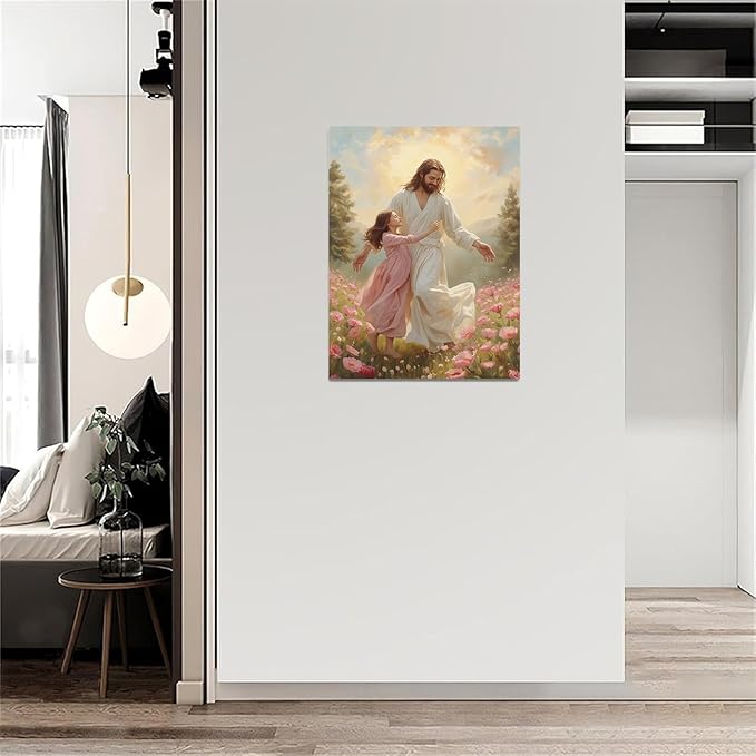 Christian Wall Art Print, Religious Scripture Biblical Decor, Faith-Based Inspirational Landscape with Cross, Digital Printed Canvas Poster for Church, Home Chapel, Prayer Room Decor