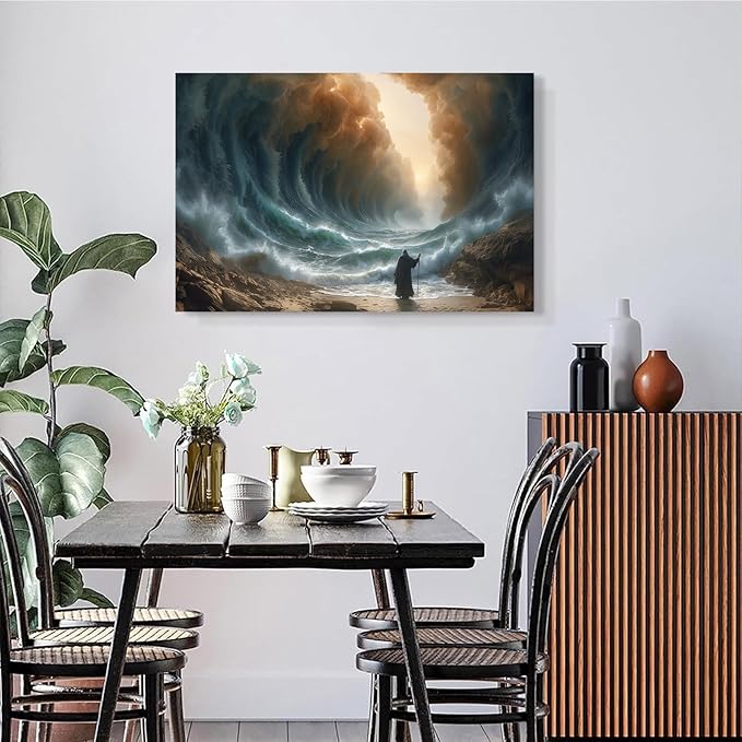 Christian Wall Art Print, Religious Scripture Biblical Decor, Faith-Based Inspirational Landscape with Cross, Digital Printed Canvas Poster for Church, Home Chapel, Prayer Room Decor