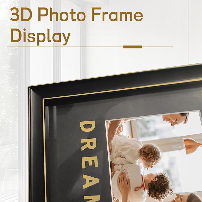 J.M.Deco 10 Pack Collage Picture Frames Set for Wall Decor 20 Slots, Multi Picture Frames Decor with with Glass Cover & Slogan for Living Room, Bedroom, DIY Wall Display, Black