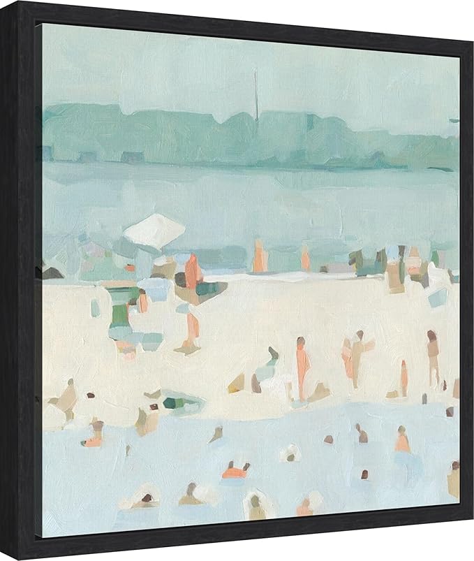 Amanti Art Framed Canvas Wall Art 16x16 Sea Glass Sandbar I by Emma Scarvey, Framed Wall Art Canvas, Abstract Artwork, Modern Decor, Small Poster Painting for Living Room, Bedroom, Bathroom, Kitchen,