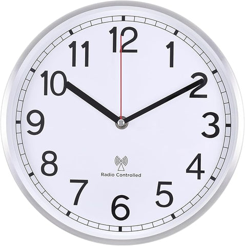 Atomic Analog Wall Clock, 10Inch Radio Controlled Sets Automatically Wall Clock, Decorative for Living Room Office School