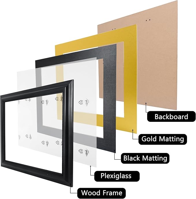11x14 Diploma Degree Frame with Mat or Display 15x18 Certificates without Mat,Solid Wood,Black Finish with Intricate Black Rope Detail,UV Protection Acrylic