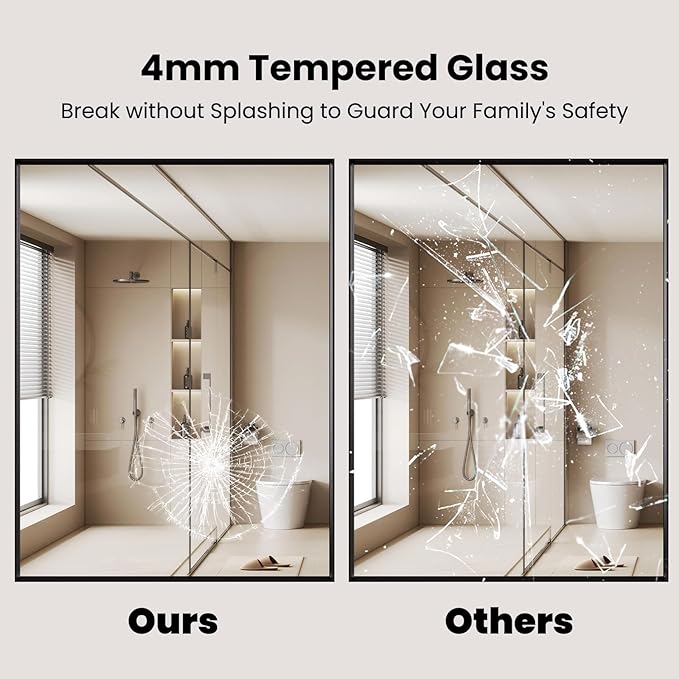 LOAAO Black Bathroom Mirror 55"X30" for Wall, Rectangle Bathroom Vanity Mirror, Tempered Glass, Hangs Vertically or Horizontally, Easy to Install, Modern Design