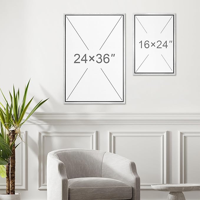 MUDECOR Framed Canvas Print Wall Art Oak Wood Tree Rings Nature Illustration Modern Art Decorative Multicolor Geometric Minimal for Bedroom - 24"x36"x2 White