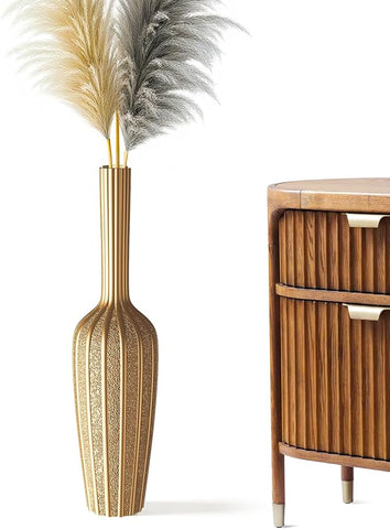 Elegant Gold Floor Vase - 23.62” Tall Decorative Vase for Dried Flowers | Home Decor Accent | Resin Tall Floor Vase
